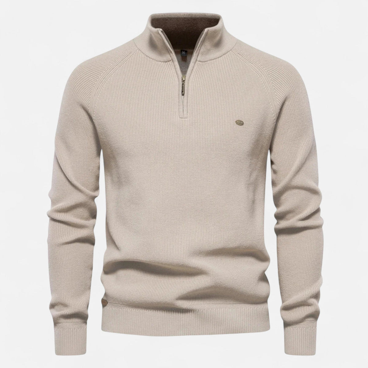 Pull demi-zip homme en coton coupe régulière mi-saison