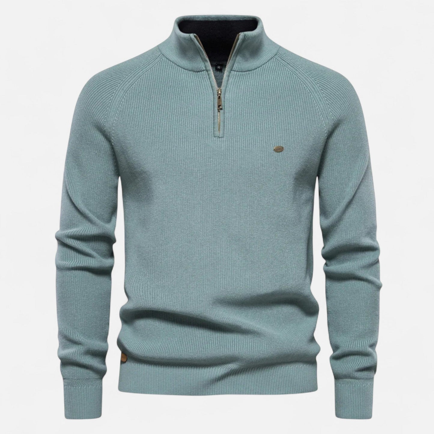 Pull demi-zip homme en coton coupe régulière mi-saison