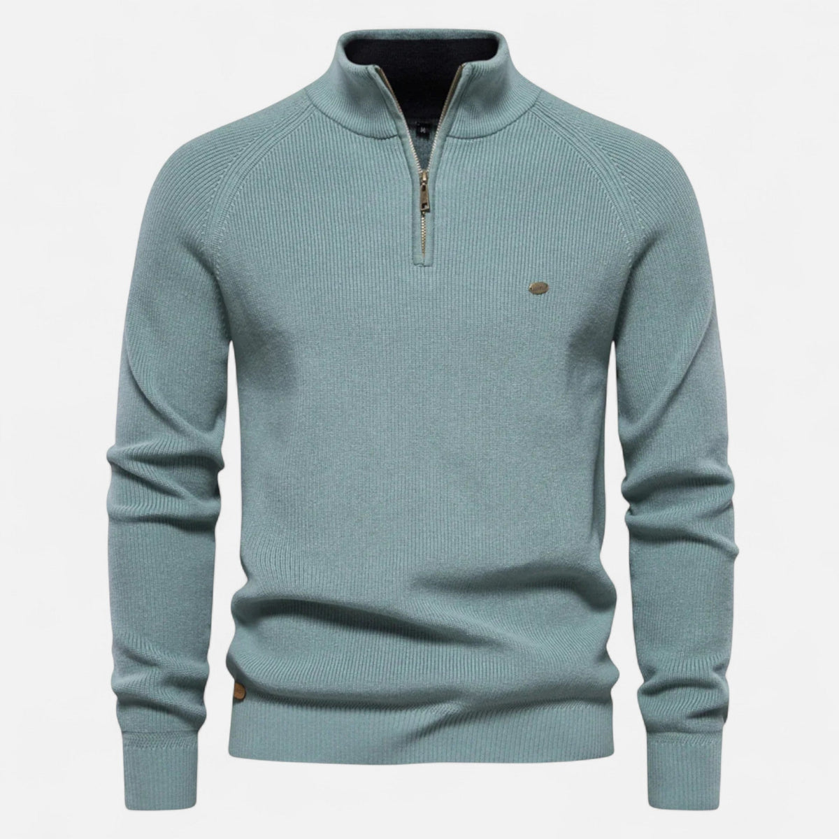 Pull demi-zip homme en coton coupe régulière mi-saison