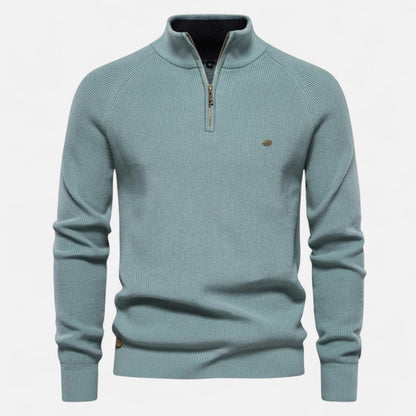 Pull demi-zip homme en coton coupe régulière mi-saison