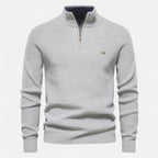 Men's regular-fit cotton half-zip sweater for mid-season wear