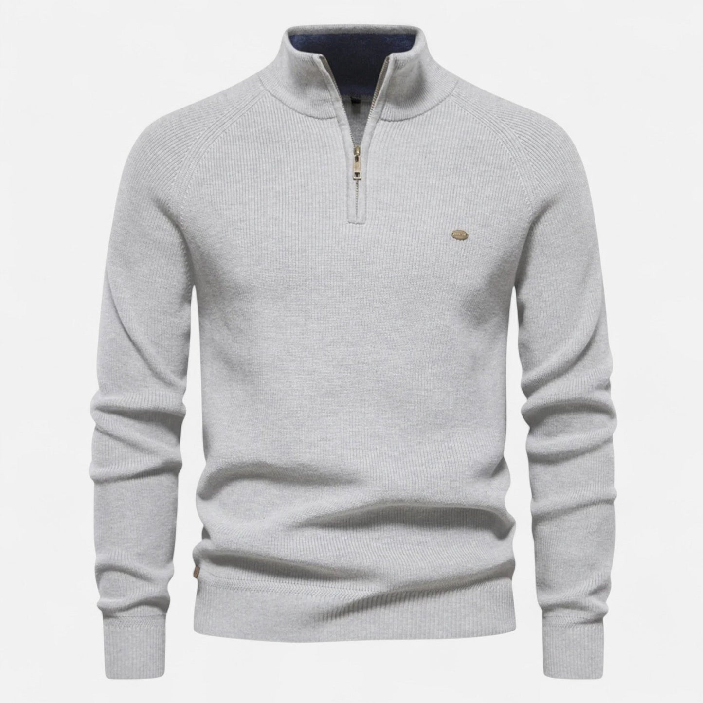 Pull demi-zip homme en coton coupe régulière mi-saison