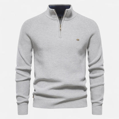 Pull demi-zip homme en coton coupe régulière mi-saison