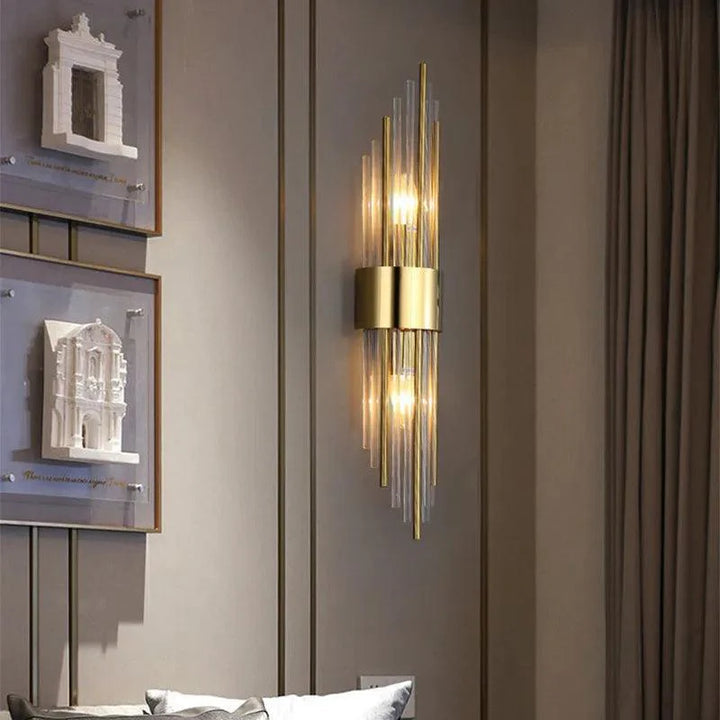 Applique murale LED à éléments en cristal dorée ou noire