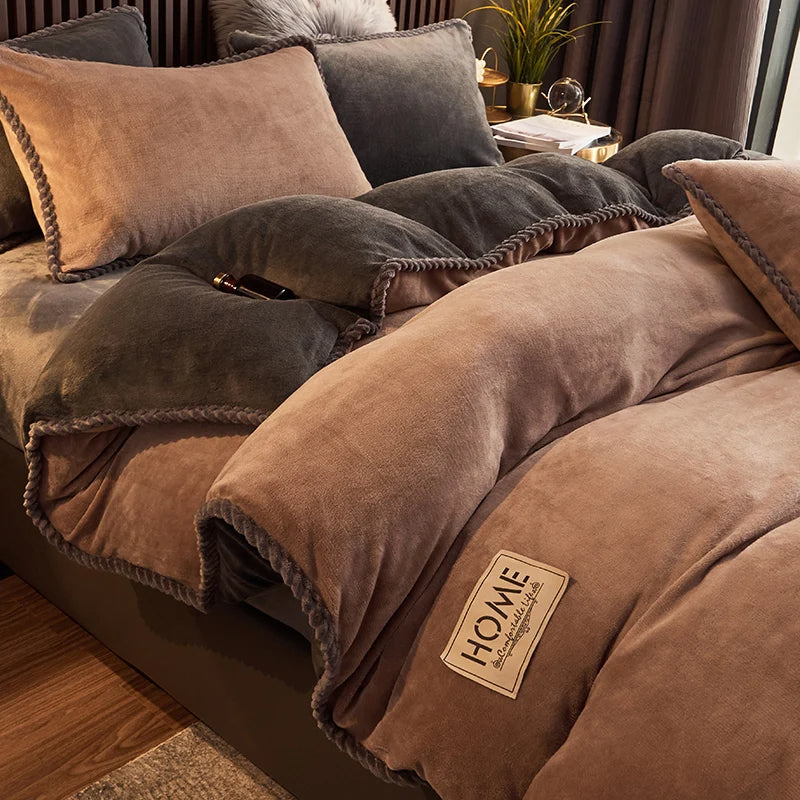 Housse de couette en velours polaire douce et chaleureuse