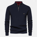 Men's regular-fit cotton half-zip sweater for mid-season wear