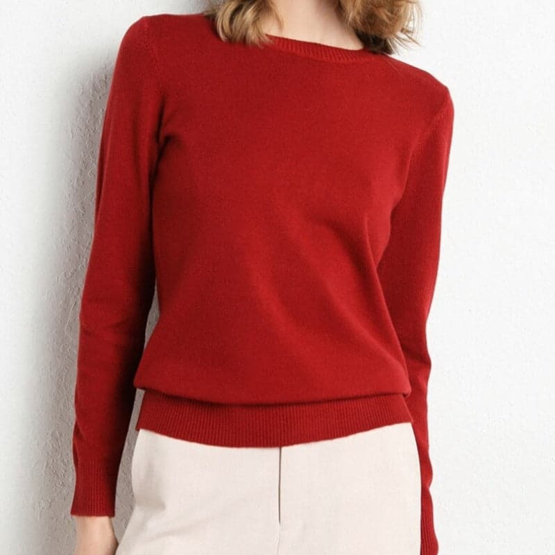 Pull Col Rond en Mélange de Cachemire pour Femme