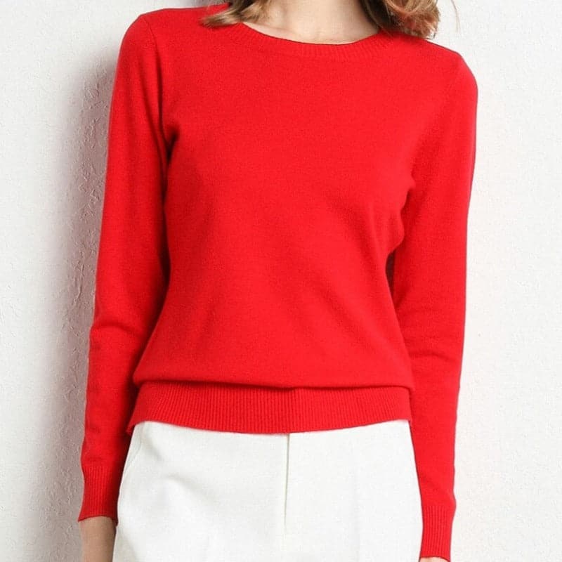 Pull Col Rond en Mélange de Cachemire pour Femme