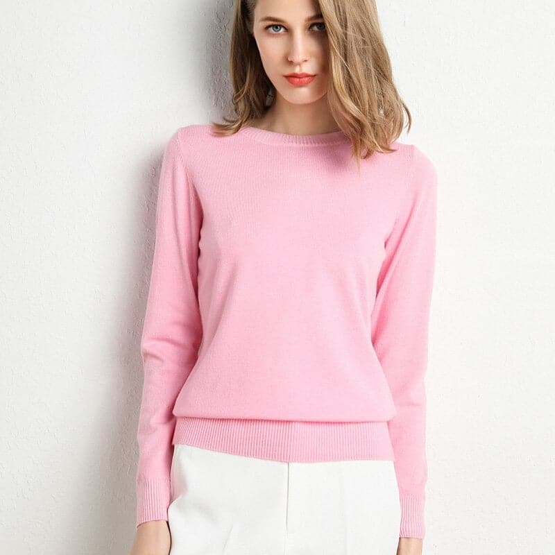 Pull Col Rond en Mélange de Cachemire pour Femme