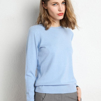 Pull Col Rond en Mélange de Cachemire pour Femme