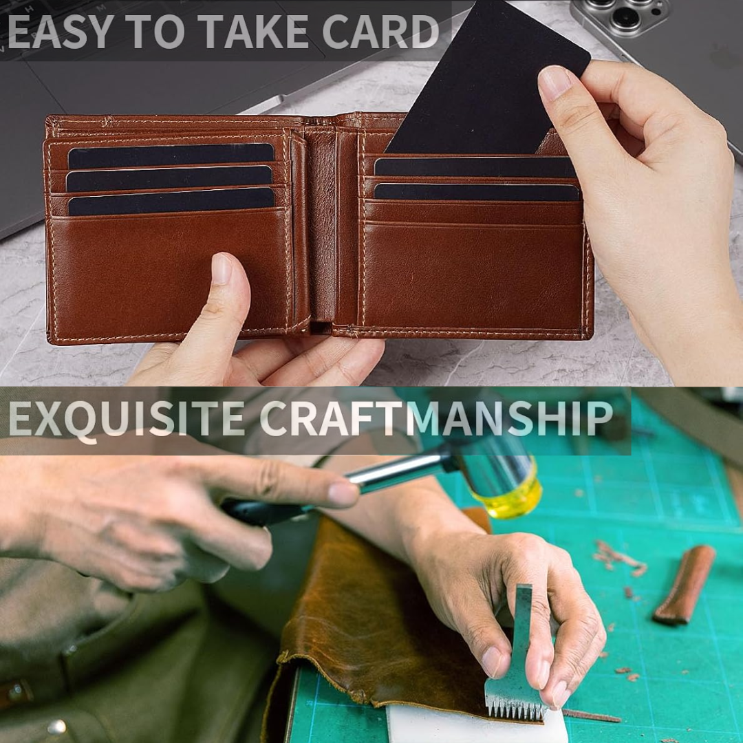 Portafoglio bifold in vera pelle con protezione RFID da uomo