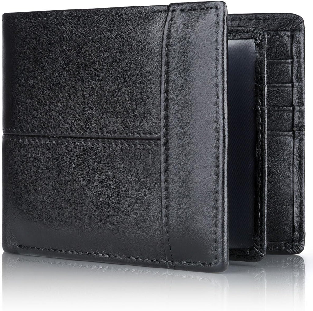Portafoglio bifold in vera pelle con protezione RFID da uomo
