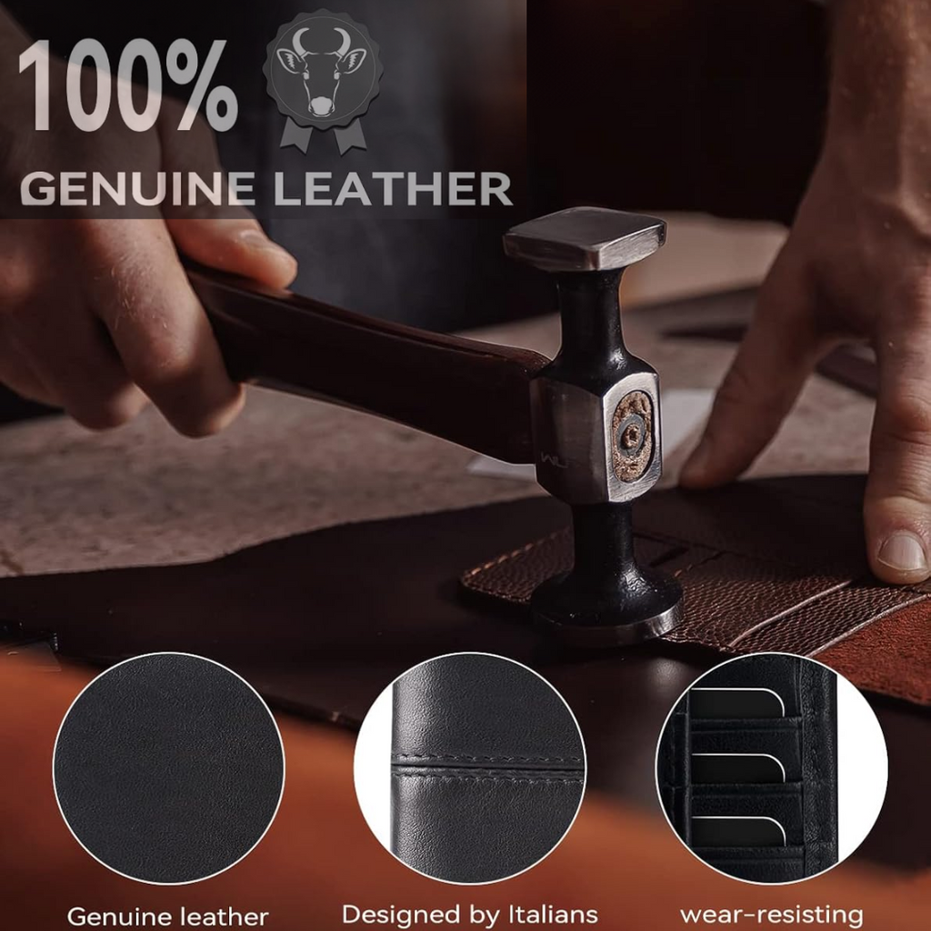 Portafoglio bifold in vera pelle con protezione RFID da uomo