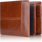 Portafoglio bifold in vera pelle con protezione RFID da uomo