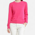 Jersey de lana merina para mujer, con cuello redondo, corte ajustado y estilo atemporal