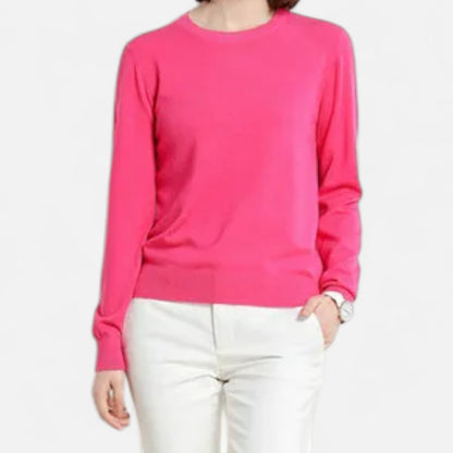 Pull femme laine mérinos col rond coupe ajustée intemporel
