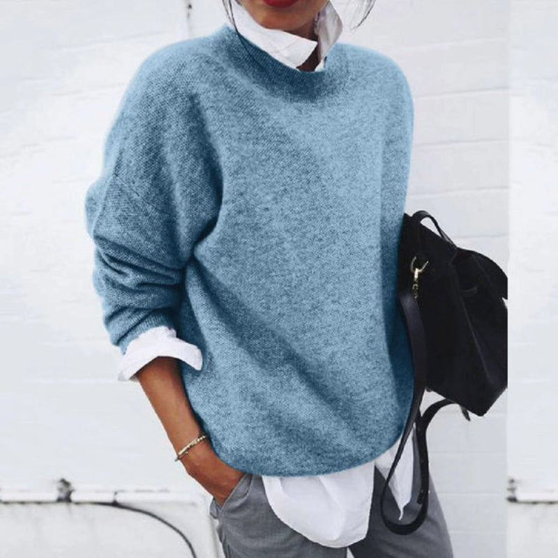 Women's Relaxed-Fit Sweater with Ribbed Trim
