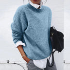 Women's Relaxed-Fit Sweater with Ribbed Trim