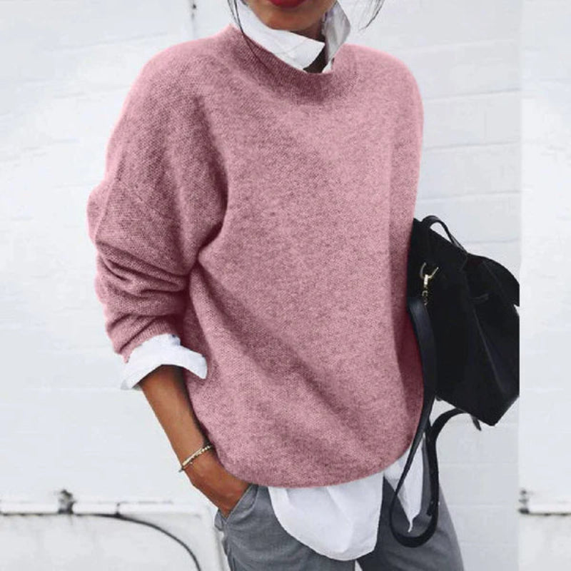 Women's Relaxed-Fit Sweater with Ribbed Trim