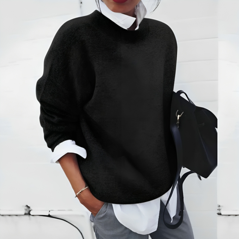 Women's Relaxed-Fit Sweater with Ribbed Trim