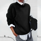 Women's Relaxed-Fit Sweater with Ribbed Trim